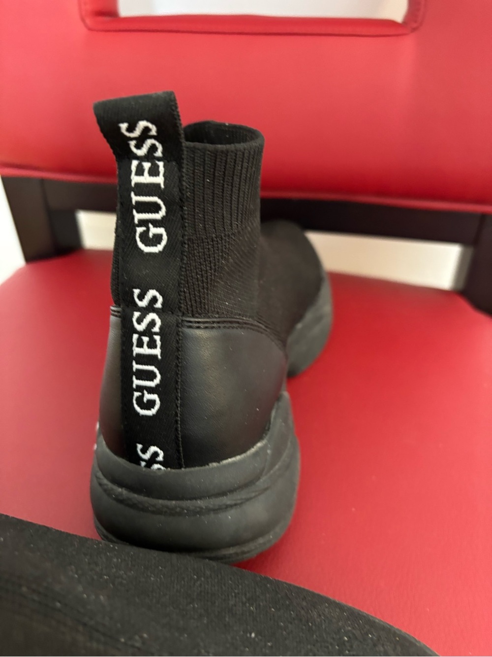 Guess Black Knit Sock Sneakers with White Logo - Picture 2 of 4
